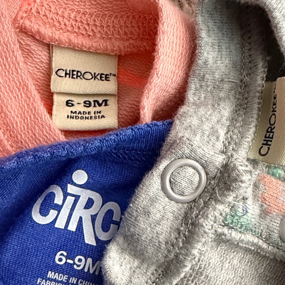6-9 Months Cherokee & Circo Baby Girl Clothing Set Bundle - Pink, Blue, and Gray - Picture 2 of 2